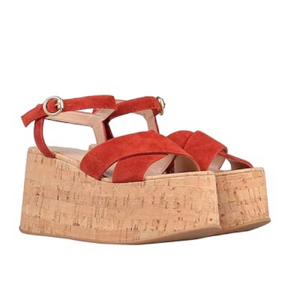 NWT Gianvito Rossi Platform Cork Sandals in Rust
